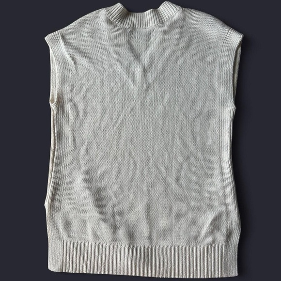 LOFT Cream Knit Sleeveless Sweater Vest – Size M, Cotton Blend - Picture 5 of 6